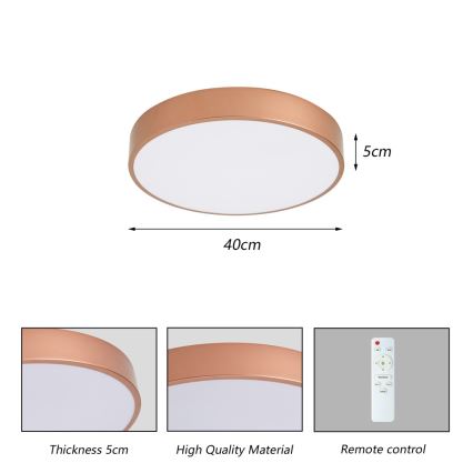 Brilagi - dimbare LED-plafondlamp POOL LED/48W/230V 3000-6000K Ø 40 cm brons + afstandsbediening