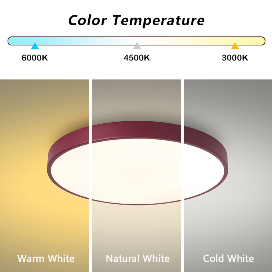 Brilagi - dimbare LED-plafondlamp POOL LED/60W/230V, 3000-6000K, diameter 50 cm, bordeaux + afstandsbediening