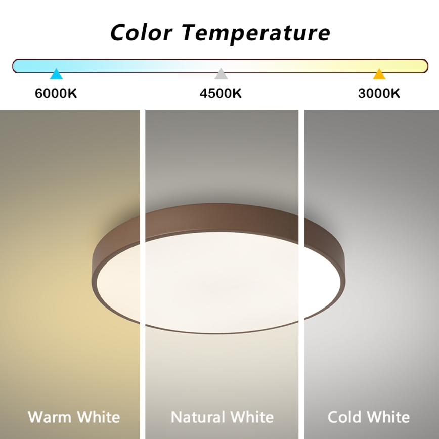 Brilagi - Dimbare LED-plafondlamp POOL LED/60W/230V 3000-6000K Ø 50 cm bruin + afstandsbediening