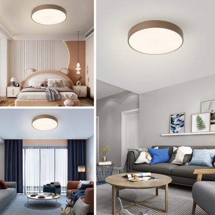 Brilagi - Dimbare LED-plafondlamp POOL LED/60W/230V 3000-6000K Ø 50 cm bruin + afstandsbediening