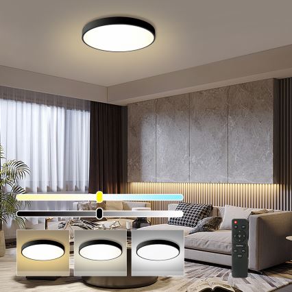 Brilagi - LED Dimbare Plafondlamp POOL LED/60W/230V 3000-6000K Ø 60 cm zwart + afstandsbediening