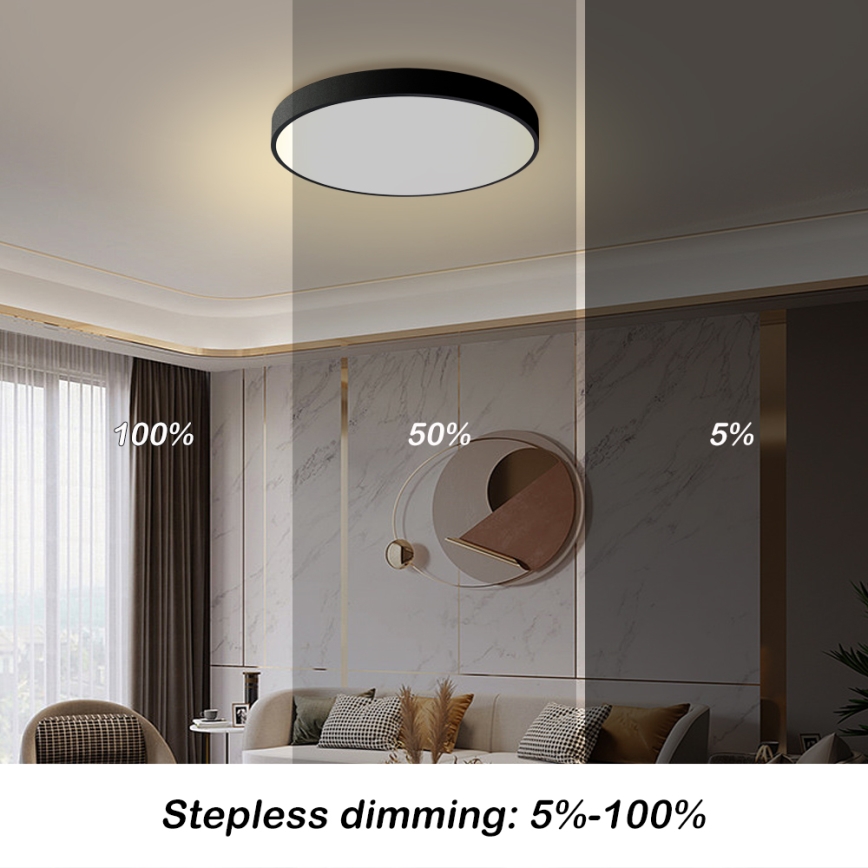 Brilagi - LED Dimbare Plafondlamp POOL LED/60W/230V 3000-6000K Ø 60 cm zwart + afstandsbediening