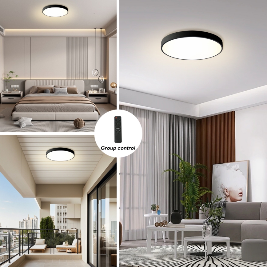 Brilagi - LED Dimbare Plafondlamp POOL LED/60W/230V 3000-6000K Ø 60 cm zwart + afstandsbediening