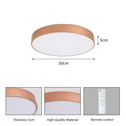 Brilagi - LED dimbare plafondlamp POOL LED/60W/230V 3000–6000K Ø 50 cm brons + afstandsbediening