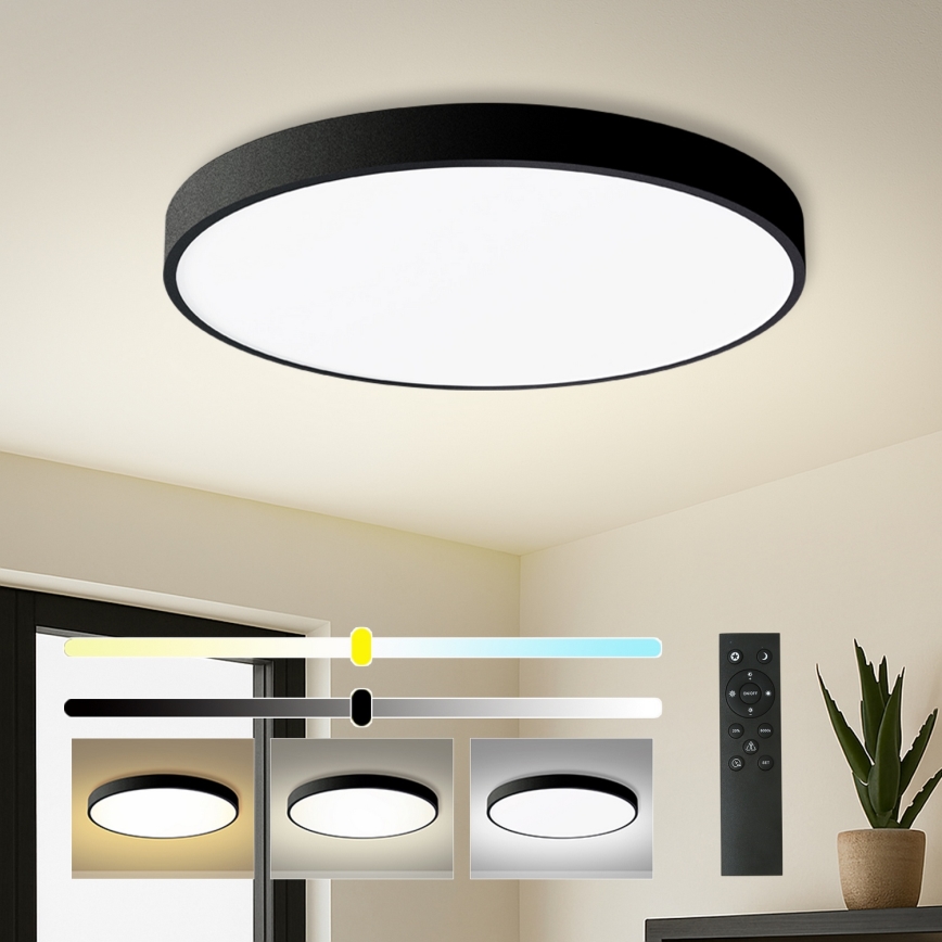 Brilagi - LED dimbare plafondlamp POOL SMART LED/100W/230V 3000-6000K Ø 80 cm Wi-Fi Tuya zwart + afstandsbediening