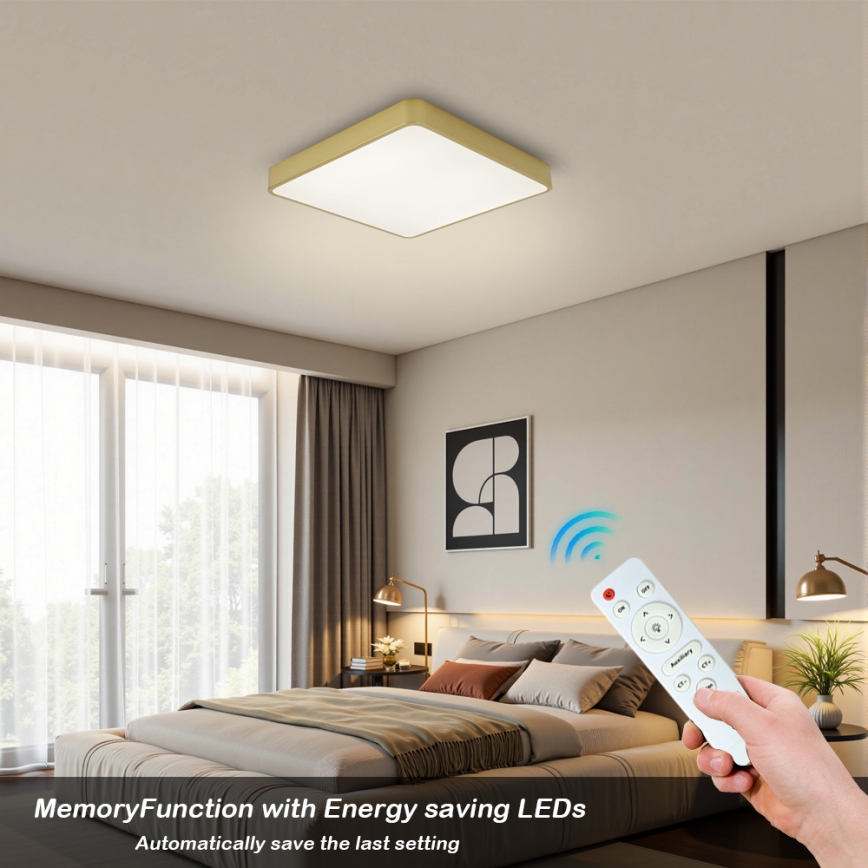 BRILAGI - LED-dimbare plafondlamp POOL SQUARE LED/36W/230V 3000-6000K 40x40 cm goud + afstandsbediening