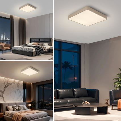 BRILAGI - LED dimbare plafondlamp POOL SQUARE LED/48W/230V 3000-6000K 50x50 cm beige + afstandsbediening