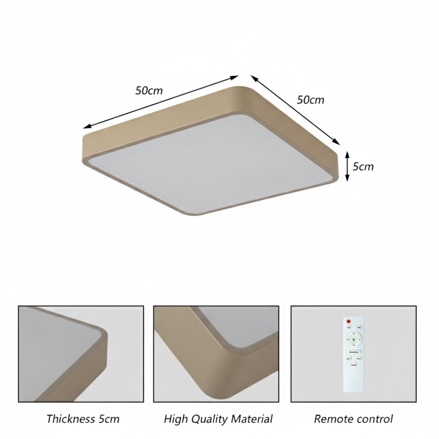 BRILAGI - LED dimbare plafondlamp POOL SQUARE LED/48W/230V 3000-6000K 50x50 cm beige + afstandsbediening