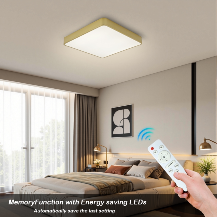 Brilagi - LED-dimbare plafondlamp POOL SQUARE LED/48W/230V 3000-6000K 50x50 cm gouden + afstandsbediening