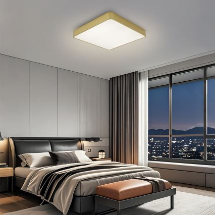 Brilagi - LED-dimbare plafondlamp POOL SQUARE LED/48W/230V 3000-6000K 50x50 cm gouden + afstandsbediening