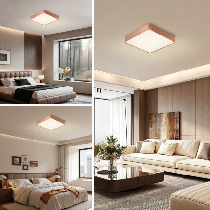 BRILAGI - Dimbare LED plafondlamp POOL SQUARE LED/48W/230V 3000-6000K 50x50 cm bronskleurig + inclusief afstandsbediening
