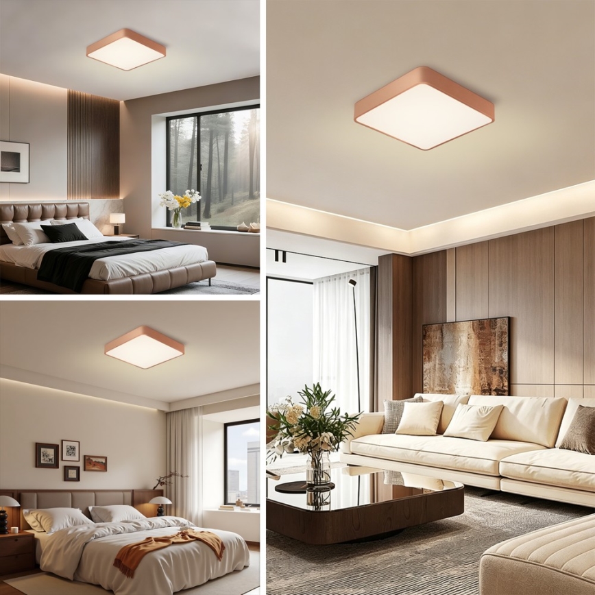 BRILAGI - Dimbare LED plafondlamp POOL SQUARE LED/48W/230V 3000-6000K 50x50 cm bronskleurig + inclusief afstandsbediening