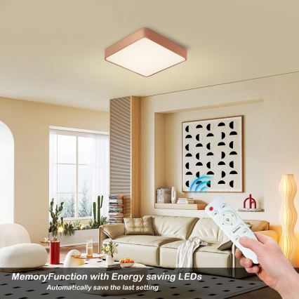 BRILAGI - Dimbare LED plafondlamp POOL SQUARE LED/48W/230V 3000-6000K 50x50 cm bronskleurig + inclusief afstandsbediening