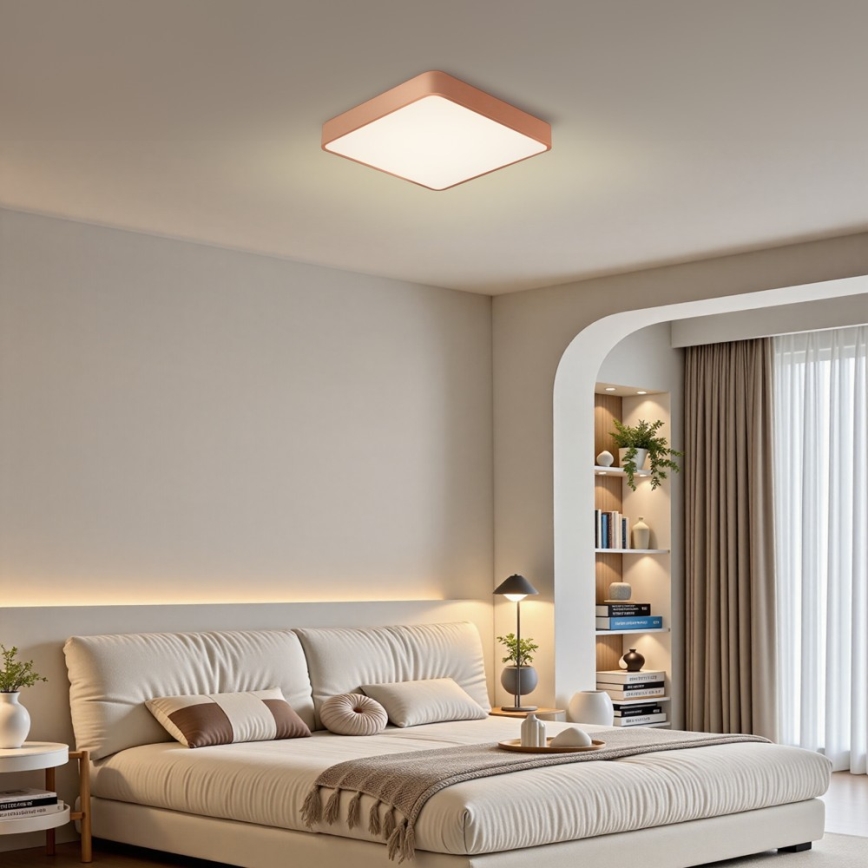 BRILAGI - Dimbare LED plafondlamp POOL SQUARE LED/48W/230V 3000-6000K 50x50 cm bronskleurig + inclusief afstandsbediening