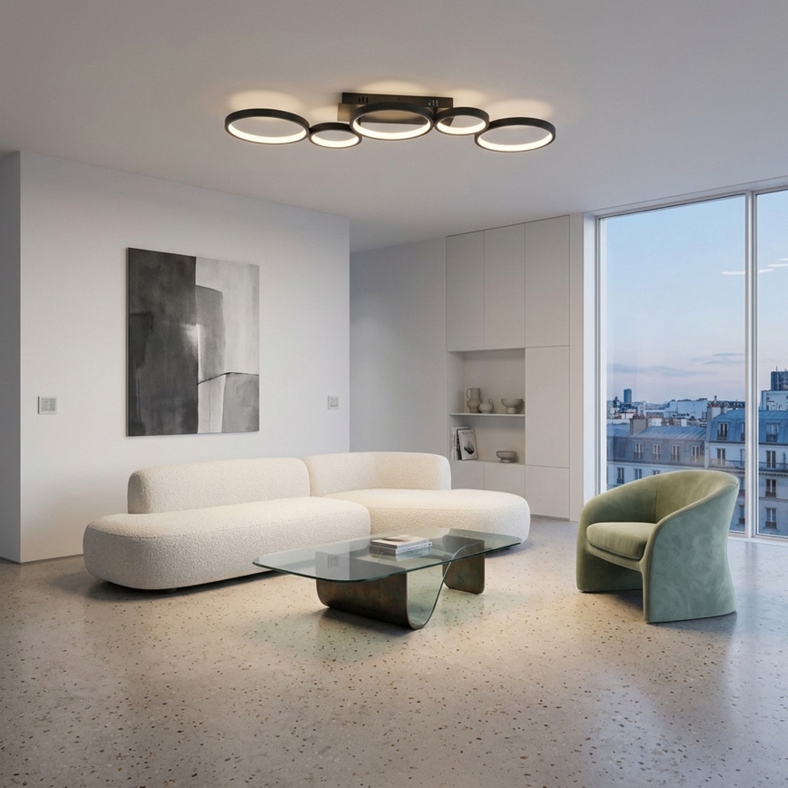 Brilagi - LED dimbare plafondlamp RINGO LED/34W/230V 3000-6000K 28x84 cm zwart + afstandsbediening