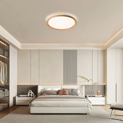 Brilagi - Dimbare LED-plafondlamp RIVO LED/72W/230V 3000-6000K houtlook Ø 50 cm + afstandsbediening