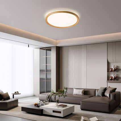 Brilagi - Dimbare LED-plafondlamp RIVO LED/72W/230V 3000-6000K houtlook Ø 50 cm + afstandsbediening