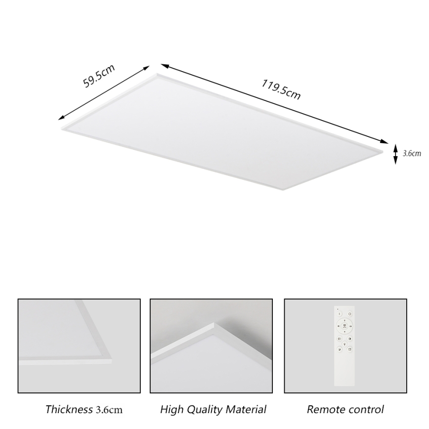 Brilagi - LED dimbare plafondlamp SLIMFRAME LED/80W/230V 120x60 cm 3000-6000K wit + afstandsbediening