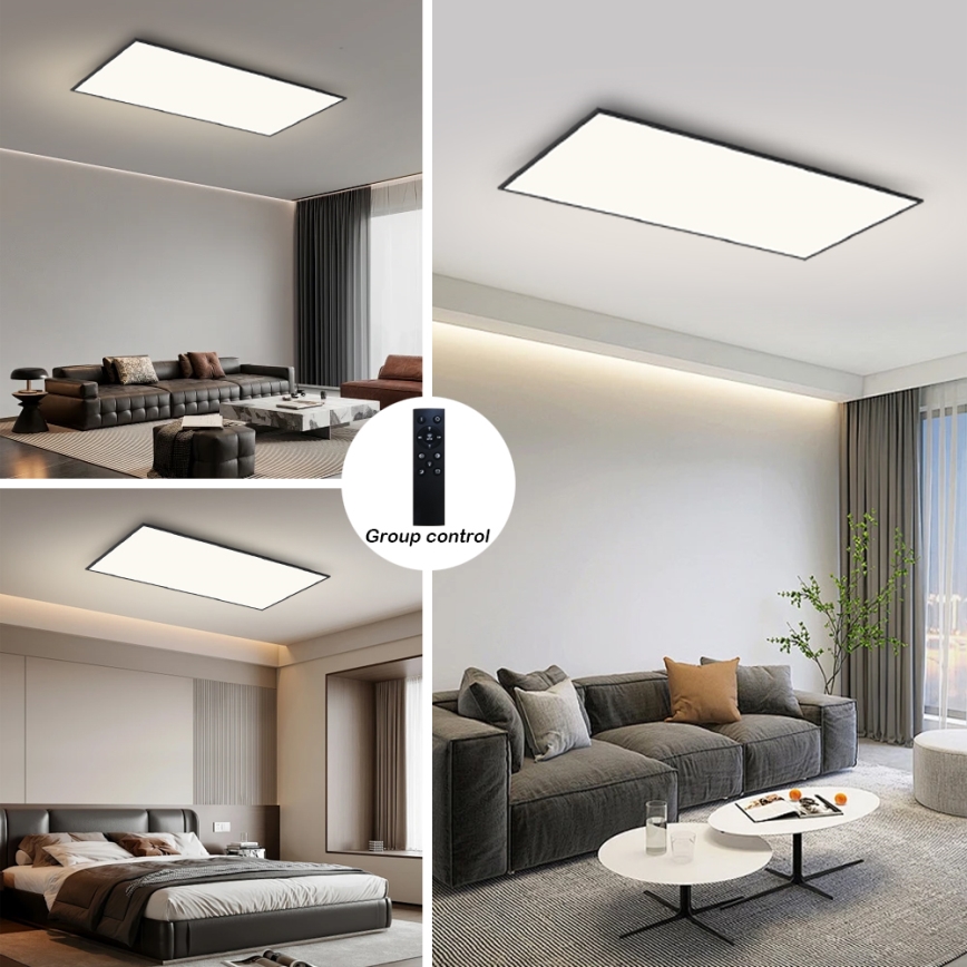 Brilagi - Dimbare LED-plafondlamp SLIMFRAME LED/80W/230V 120x60 cm 3000-6000K zwart + afstandsbediening