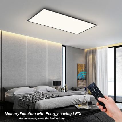 Brilagi - Dimbare LED-plafondlamp SLIMFRAME LED/80W/230V 120x60 cm 3000-6000K zwart + afstandsbediening