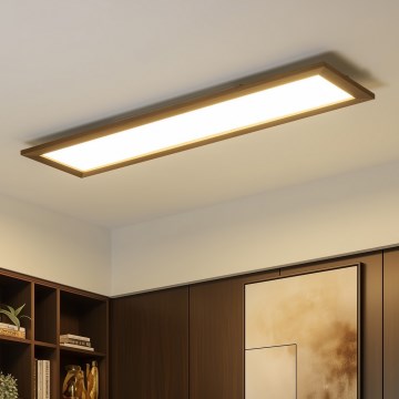 Brilagi - LED-dimbare plafondlamp SLIMFRAME WOOD LED/58W/230V 124 x 34 cm 3000-6000K donkerbruin + afstandsbediening