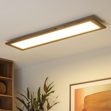 Brilagi - LED-dimbare plafondlamp SLIMFRAME WOOD LED/58W/230V 124x33,7 cm 3000-6000K bruin + afstandsbediening