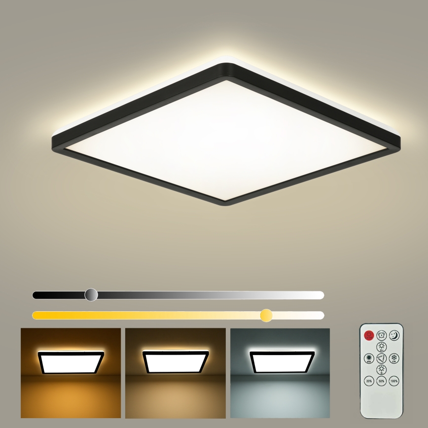 Brilagi - LED dimbare plafondlamp ULTRA SLIM LED/18W/230V 2700-6500K 30x30 cm zwart + afstandsbediening