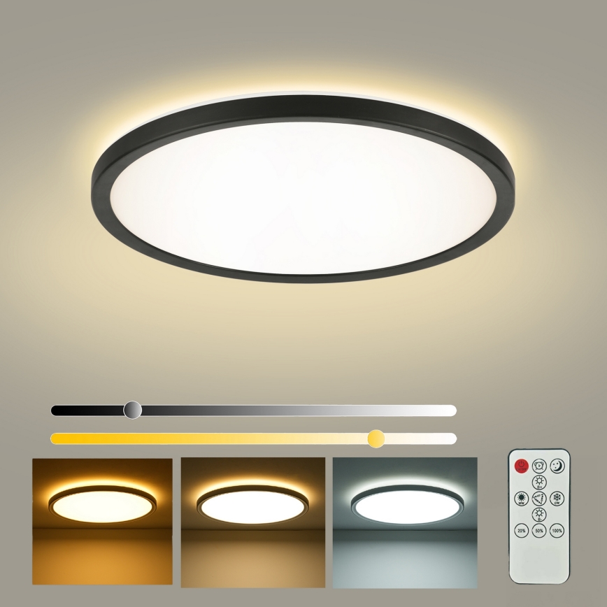 Brilagi - LED dimbare plafondlamp ULTRA SLIM LED/24W/230V 2700-6500K Ø 42 cm zwart + afstandsbediening