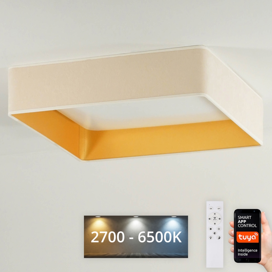 Brilagi - LED dimbare plafondlamp VELVET SQUARE SMART LED/36W/230V 60x60 cm 2700-6500K Wi-Fi Tuya + afstandsbediening crème