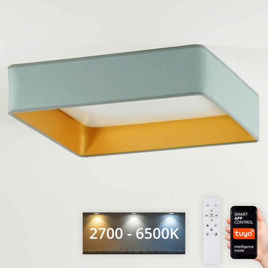 Brilagi - LED-dimbare plafondlamp VELVET SQUARE SMART LED/36W/230V 60x60 cm 2700-6500K Wi-Fi Tuya + afstandsbediening mintgroen