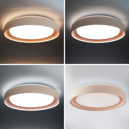 Brilagi - LED dimbare plafondlamp WALDO LED/48W/230V 3000-6500K Ø 40 cm beige/goud + afstandsbediening