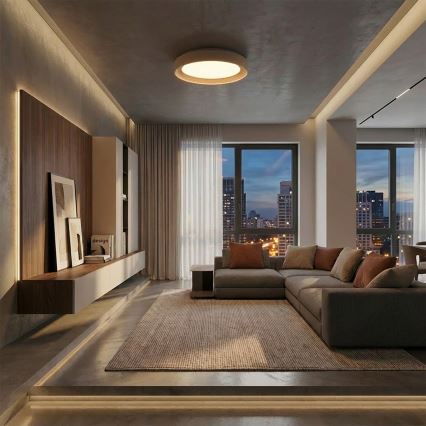 Brilagi - LED dimbare plafondlamp WALDO LED/48W/230V 3000-6500K Ø 40 cm beige/goud + afstandsbediening