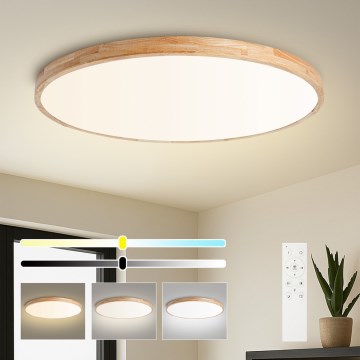 Brilagi - LED-dimbare plafondlamp WOODLINE LED/128W/230V 3000-6000K eiken Ø 100 cm + afstandsbediening