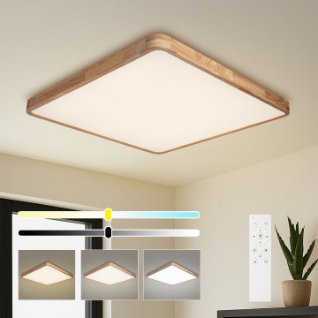 Brilagi - LED-dimbare plafondlamp WOODLINE SQUARE LED/100W/230V 3000-6000K eiken 80x80 cm + afstandsbediening