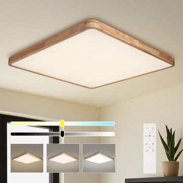 Brilagi - LED-dimbare plafondlamp WOODLINE SQUARE LED/180W/230V 3000-6000K eiken 100x100 cm + afstandsbediening