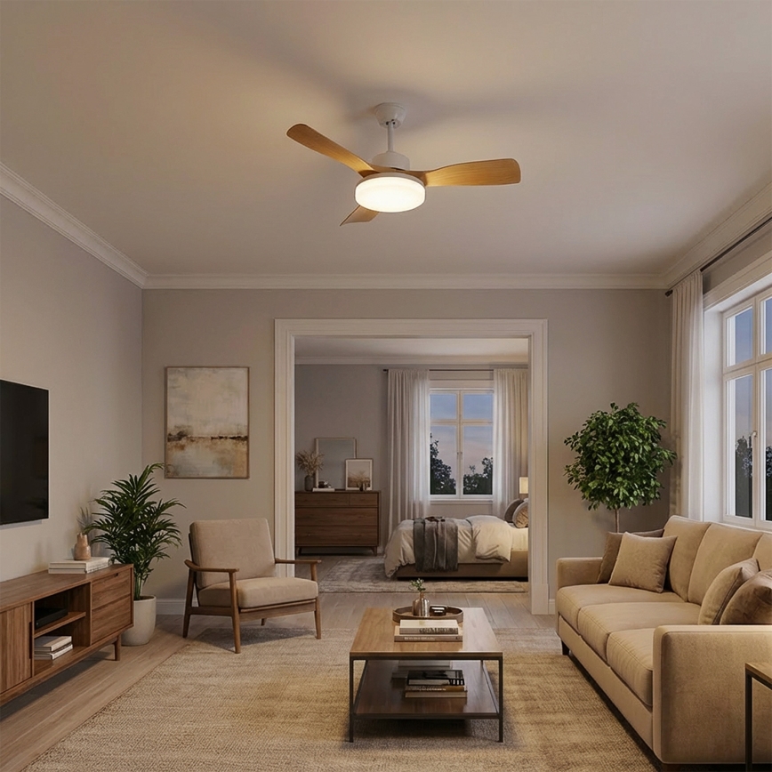 Brilagi - Dimbare LED-plafondventilator LED/34W/230V 106 cm wit/bruin + afstandsbediening