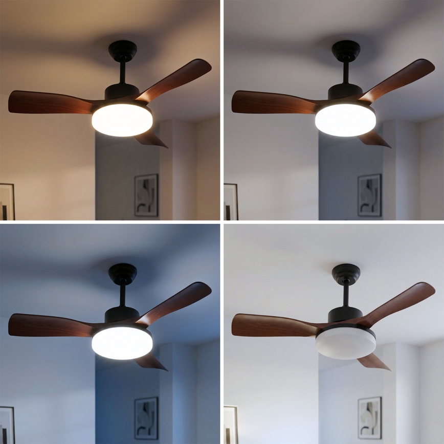 Brilagi - LED-dimbare plafondventilator LED/34W/230V 106 cm zwart/bruin + afstandsbediening