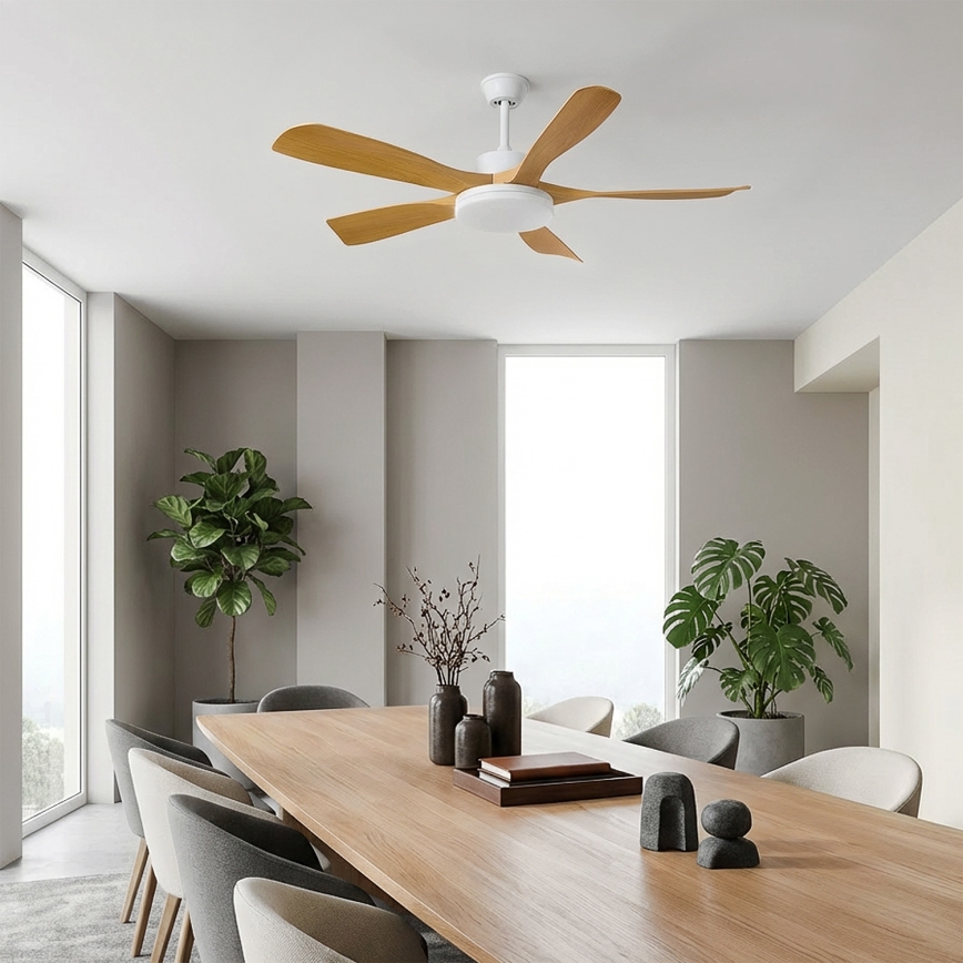 Brilagi - Dimbare LED-plafondventilator LED/34W/230V 3000-6500K Ø 132 cm wit/bruin + afstandsbediening