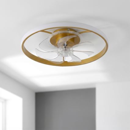 Brilagi - LED Dimbare plafondventilator LED/66W/230V 55 cm wit/goud + afstandsbediening