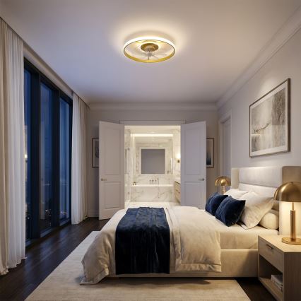 Brilagi - LED Dimbare plafondventilator LED/66W/230V 55 cm wit/goud + afstandsbediening