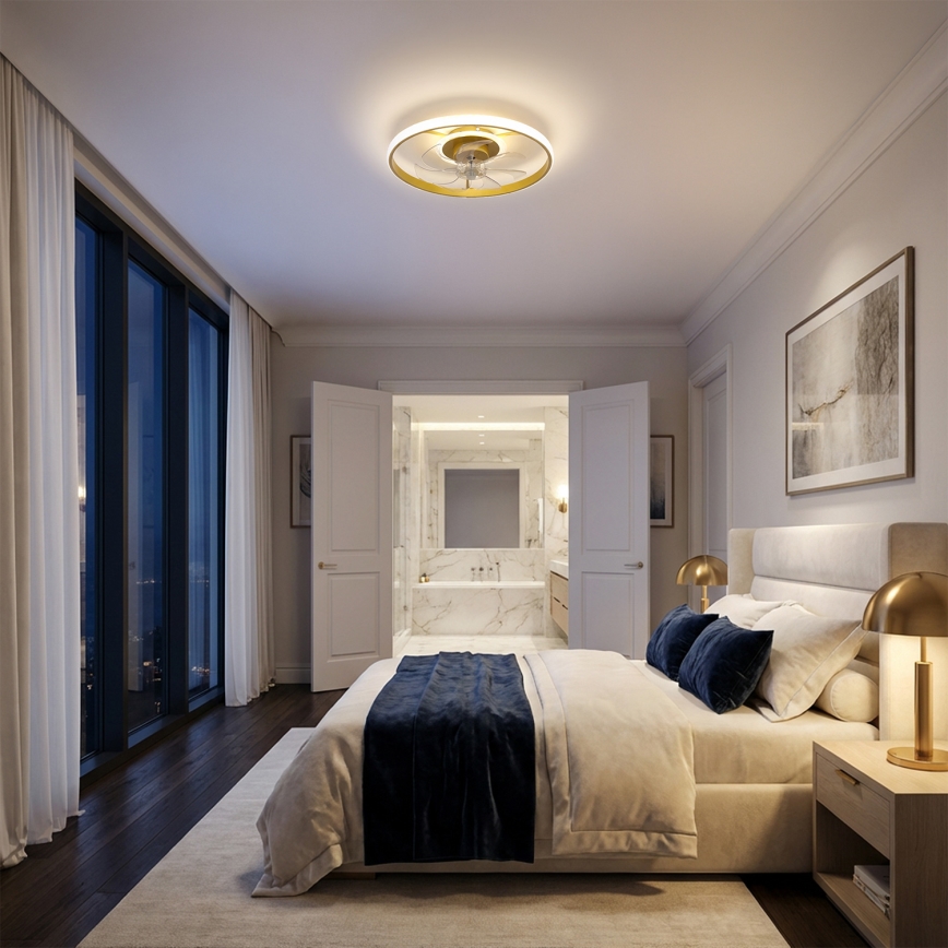 Brilagi - LED Dimbare plafondventilator LED/66W/230V 55 cm wit/goud + afstandsbediening