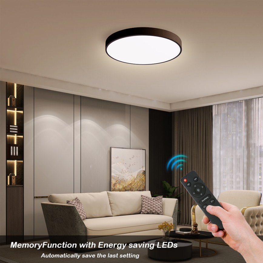 Brilagi - Dimbare LED-plafondlamp POOL SMART LED/48W/230V 40 cm 3000-6000K Wi-Fi Tuya + afstandsbediening zwart