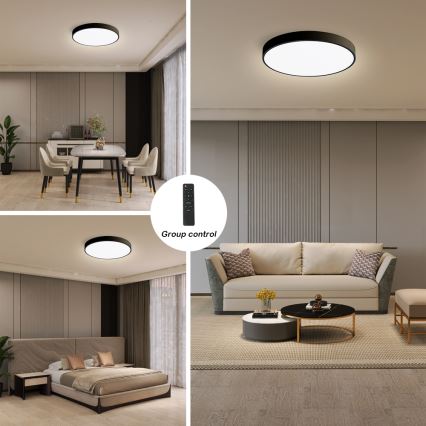 Brilagi - LED dimbare plafondlamp POOL SMART LED/48W/230V 40 cm 3000-6000K Wi-Fi Tuya + afstandsbediening zwart
