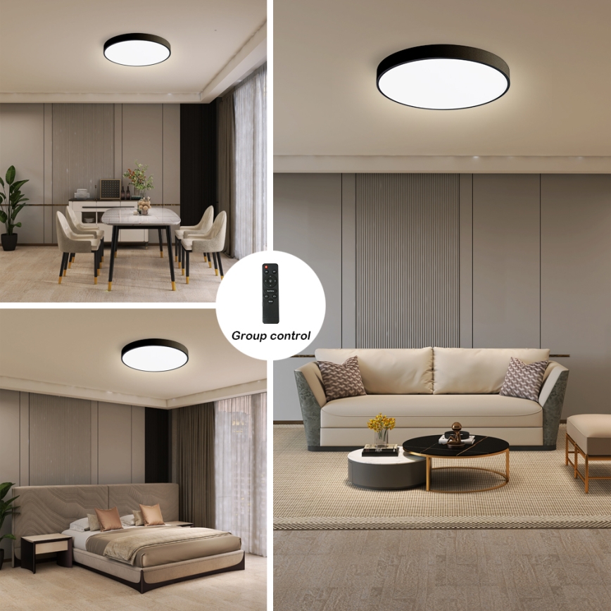 Brilagi - LED dimbare plafondlamp POOL SMART LED/48W/230V 40 cm 3000-6000K Wi-Fi Tuya + afstandsbediening zwart