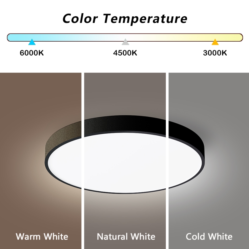 Brilagi - LED dimbare plafondlamp POOL SMART LED/48W/230V 40 cm 3000-6000K Wi-Fi Tuya + afstandsbediening zwart
