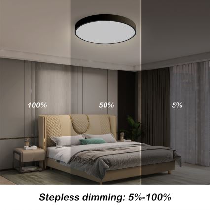 Brilagi - LED dimbare plafondlamp POOL SMART LED/48W/230V 40 cm 3000-6000K Wi-Fi Tuya + afstandsbediening zwart