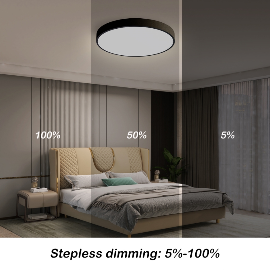 Brilagi - LED dimbare plafondlamp POOL SMART LED/48W/230V 40 cm 3000-6000K Wi-Fi Tuya + afstandsbediening zwart