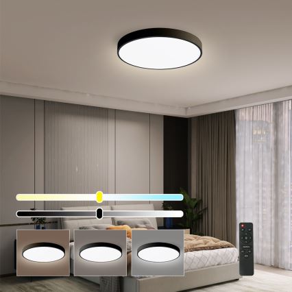 Brilagi - LED dimbare plafondlamp POOL SMART LED/48W/230V 40 cm 3000-6000K Wi-Fi Tuya + afstandsbediening zwart