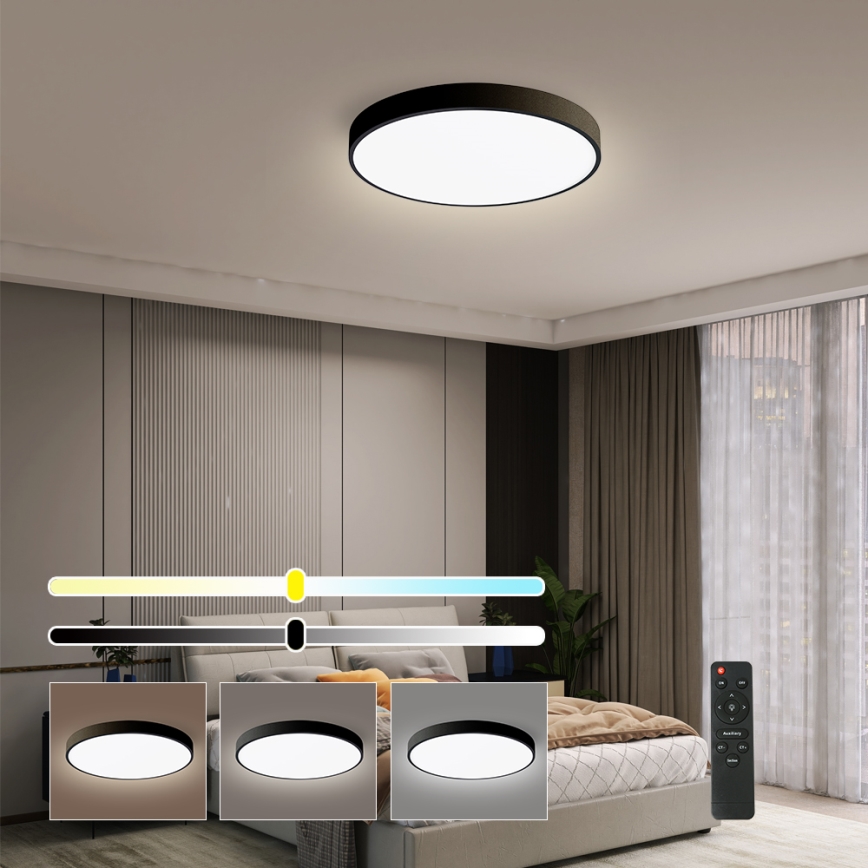 Brilagi - LED dimbare plafondlamp POOL SMART LED/48W/230V 40 cm 3000-6000K Wi-Fi Tuya + afstandsbediening zwart