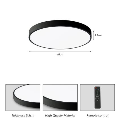 Brilagi - LED dimbare plafondlamp POOL SMART LED/48W/230V 40 cm 3000-6000K Wi-Fi Tuya + afstandsbediening zwart